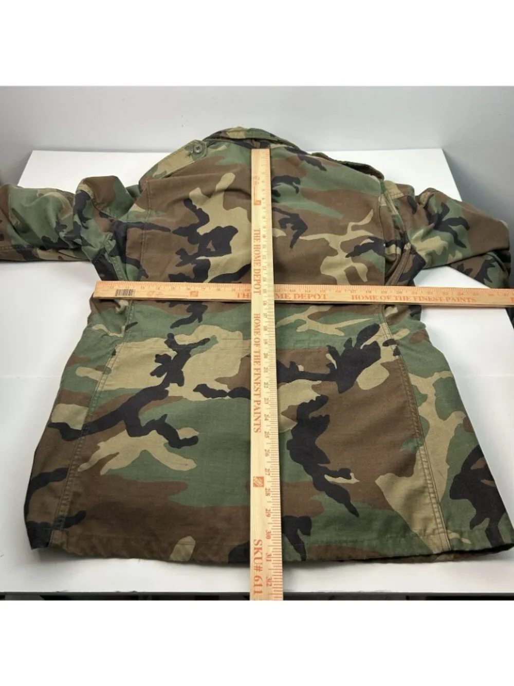 M65 Woodland Camo Cold Weather Field Coat Jacket Long Sleeve Mens Medium Long